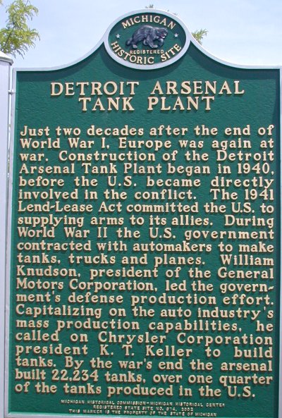 Detroit Arsenal Tank Plant Marker