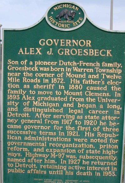 Gov. Alex J. Groesbeck Marker