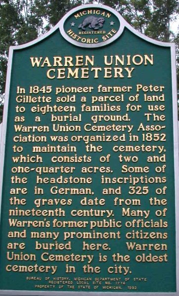 Warren Union Cemetery Marker